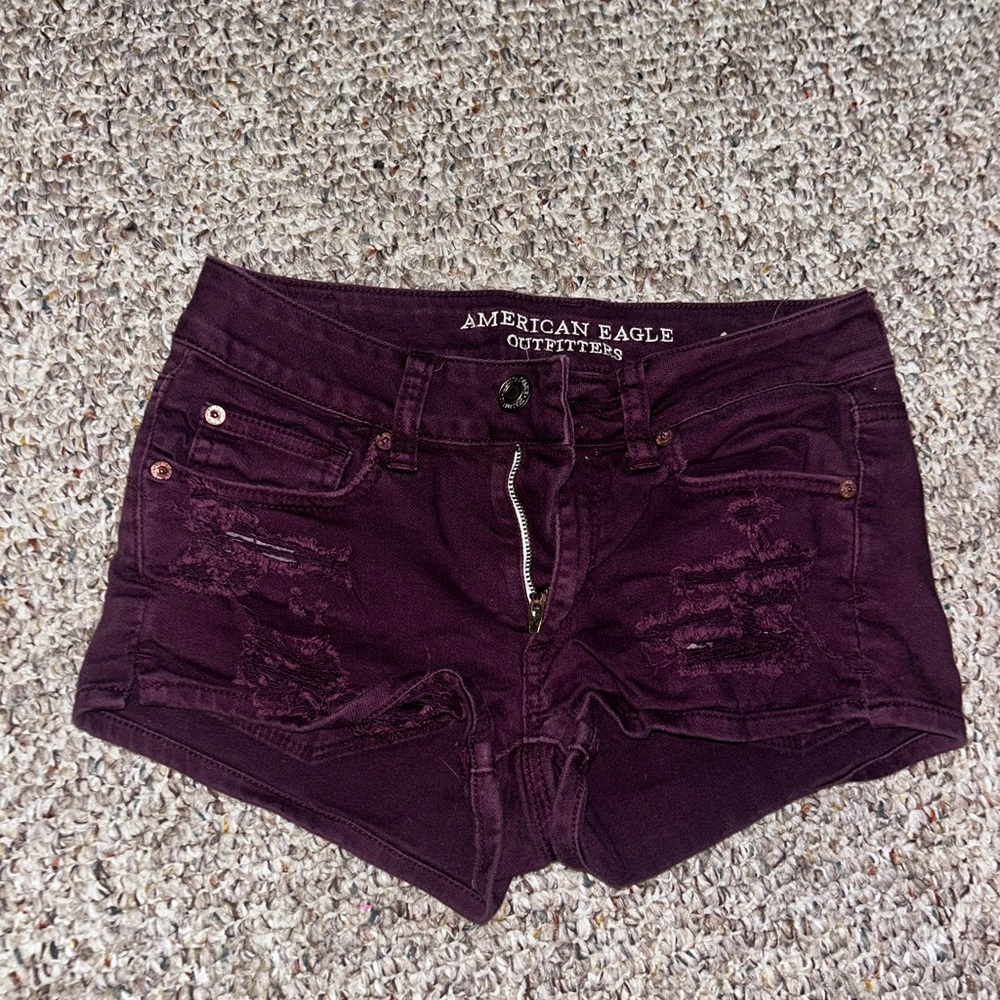 American Eagle Outfitters Women's Dark Purple Jean Shorts